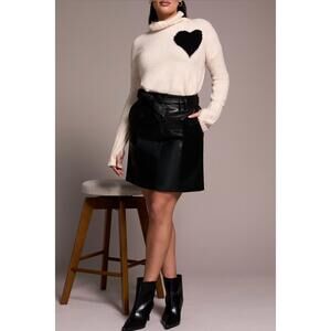 NEW TRIBAL faux leather lined skirt in black